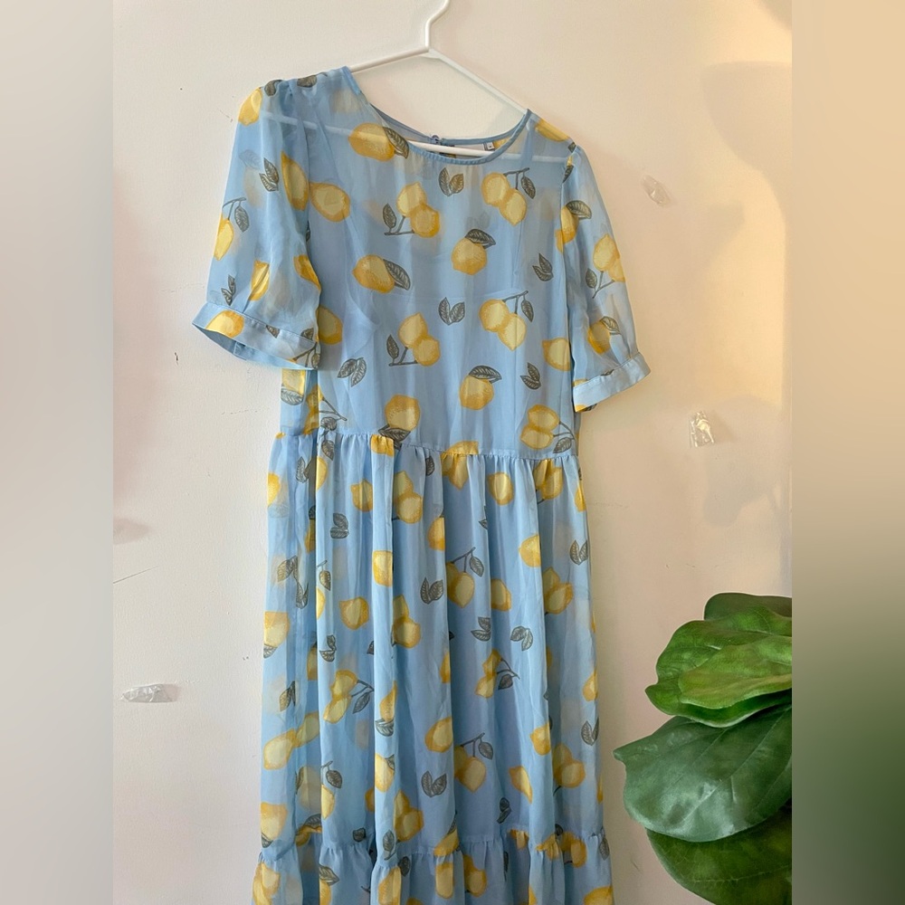 Fresh & Fun in Lemon Blue Dress - Boutique Purchase in Elora